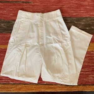 Vintage white wide leg pleat front pants